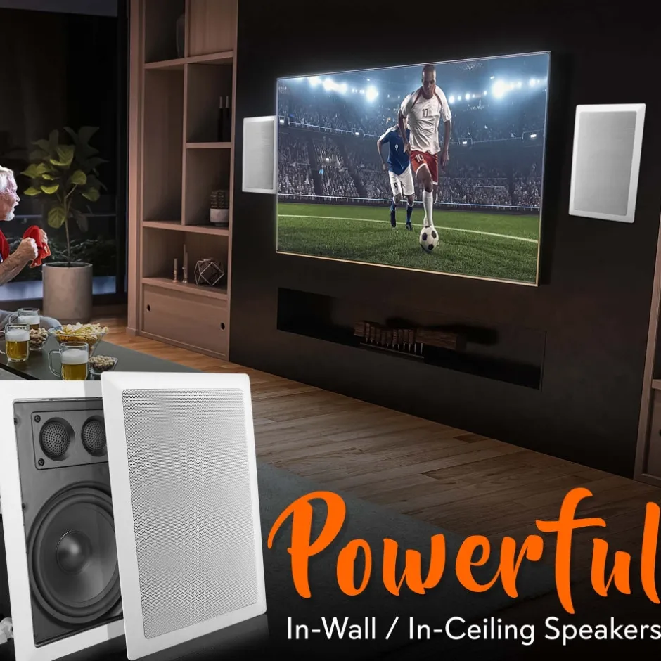 Ceiling Wall Speaker 400W Deep Bass 6.5" Enclosed System White<Pyle Hot