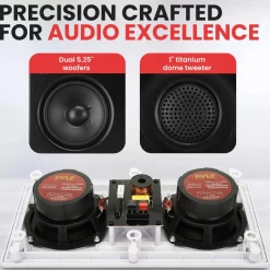 Ceiling Wall Speaker 300W Dual Woofers Titanium Tweeter White<Pyle New