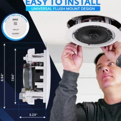 Ceiling/Wall Speaker 500W Flush Mount 2-Way Stereo White<Pyle Sale