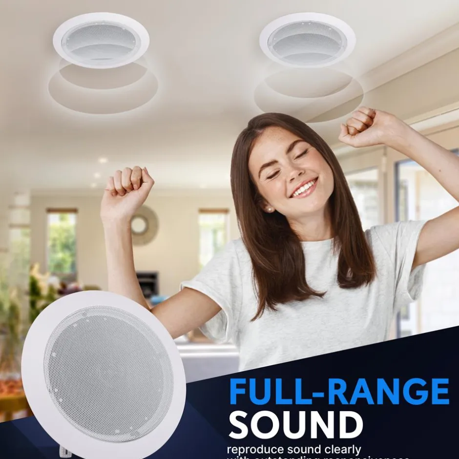 Ceiling/Wall Speaker 500W Flush Mount 2-Way Stereo White<Pyle Sale