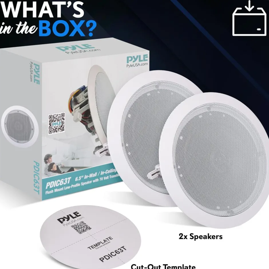 Ceiling/Wall Speaker 500W Flush Mount 2-Way Stereo White<Pyle Sale