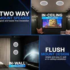 Ceiling/Wall Speaker 500W Flush Mount 2-Way Stereo White<Pyle Sale