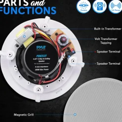 Ceiling/Wall Speaker 300W Flush Mount 2-Way Stereo White<Pyle Best