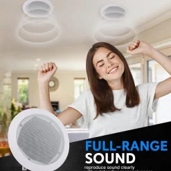 Ceiling/Wall Speaker 300W Flush Mount 2-Way Stereo White<Pyle Best