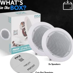 Ceiling/Wall Speaker 300W Flush Mount 2-Way Stereo White<Pyle Best