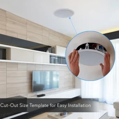 Ceiling/Wall Speaker 600W 2-Way Stereo, Flush Mount, White<Pyle Best