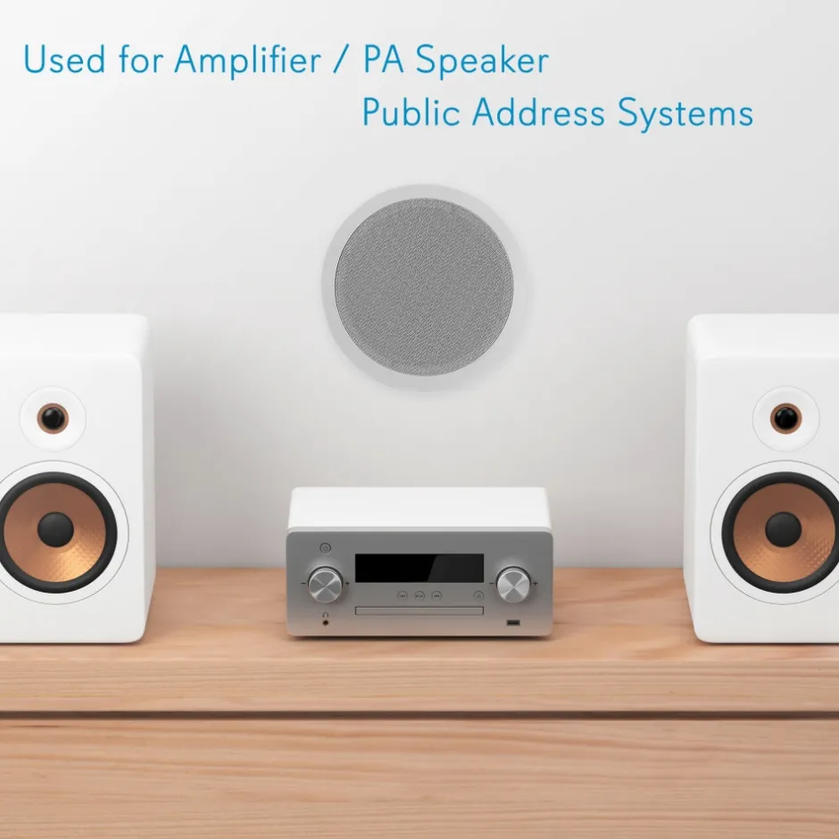 Ceiling/Wall Speaker 600W 2-Way Stereo, Flush Mount, White<Pyle Best