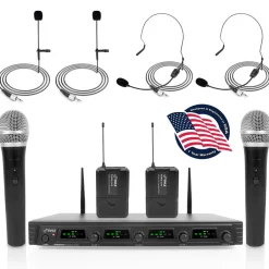 4-Ch. Uhf Wireless Microphone System Kit<Pyle Best
