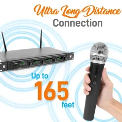 4-Ch. Uhf Wireless Microphone System Kit<Pyle Best