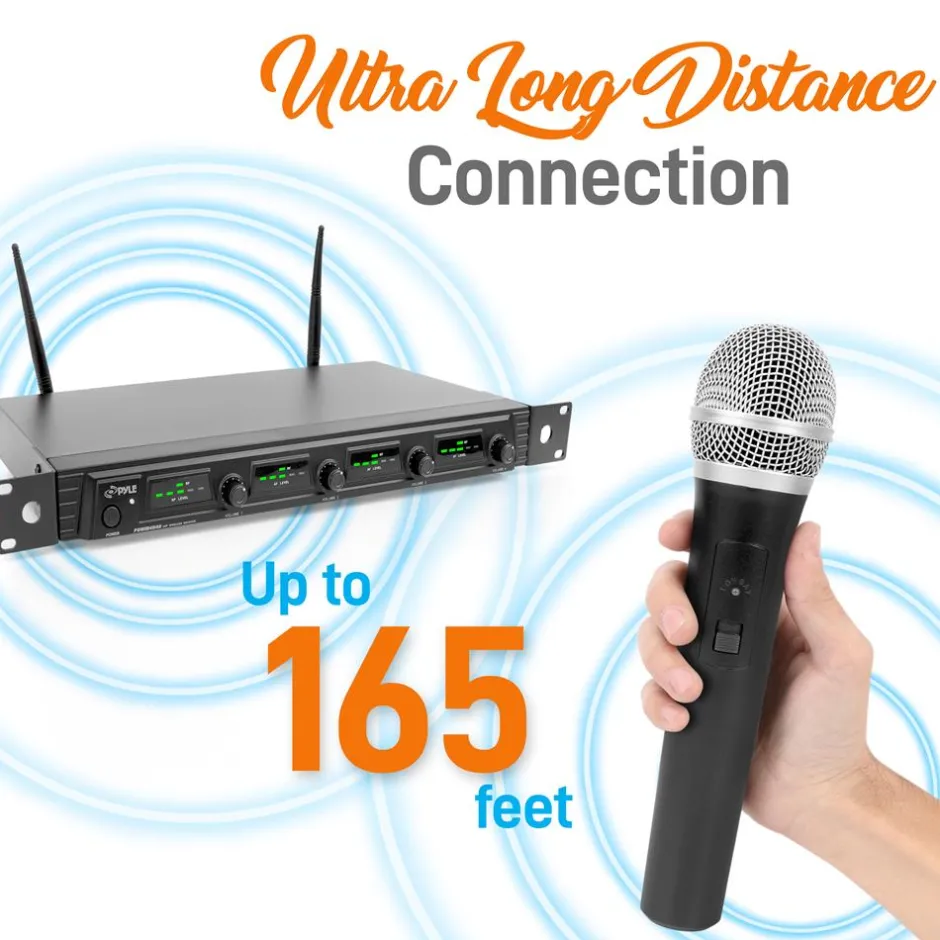 4-Ch. Uhf Wireless Microphone System Kit<Pyle Best