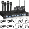 8-Ch Wireless Mic System, 600ft Range, Rack Mount, 4 Handheld & 4 Headset Mics<Pyle New