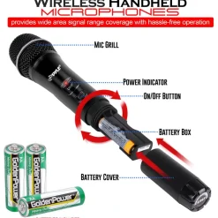 8-Ch Wireless Mic System, 600ft Range, Rack Mount, 4 Handheld & 4 Headset Mics<Pyle New