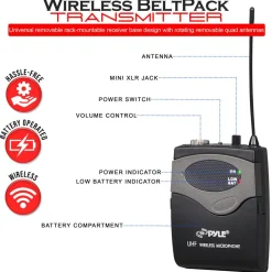 8-Ch Wireless Mic System, 600ft Range, Rack Mount, 4 Handheld & 4 Headset Mics<Pyle New