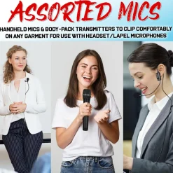 8-Ch Wireless Mic System, 600ft Range, Rack Mount, 4 Handheld & 4 Headset Mics<Pyle New