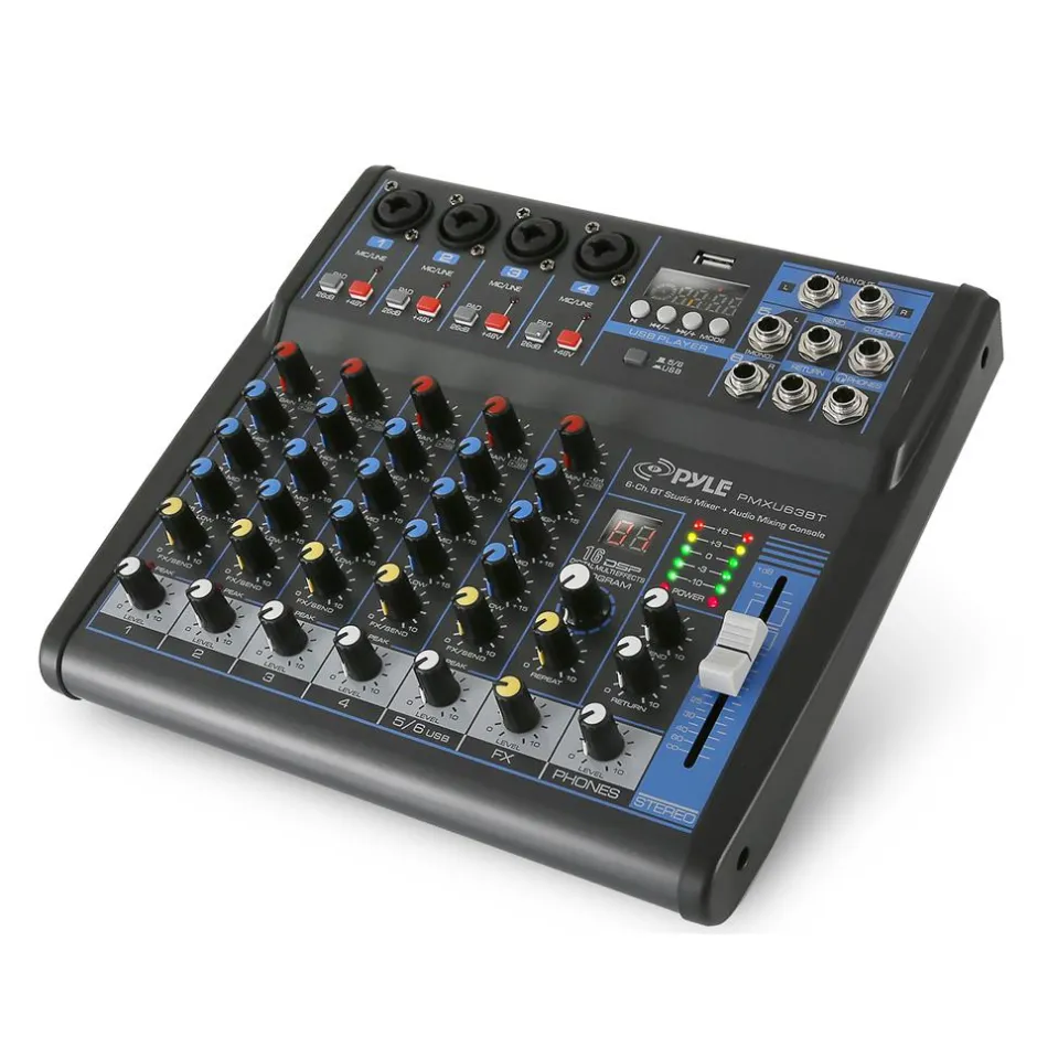 6-Channel Audio Mixer - Bluetooth Streaming - 48V Phantom Power<Pyle Hot