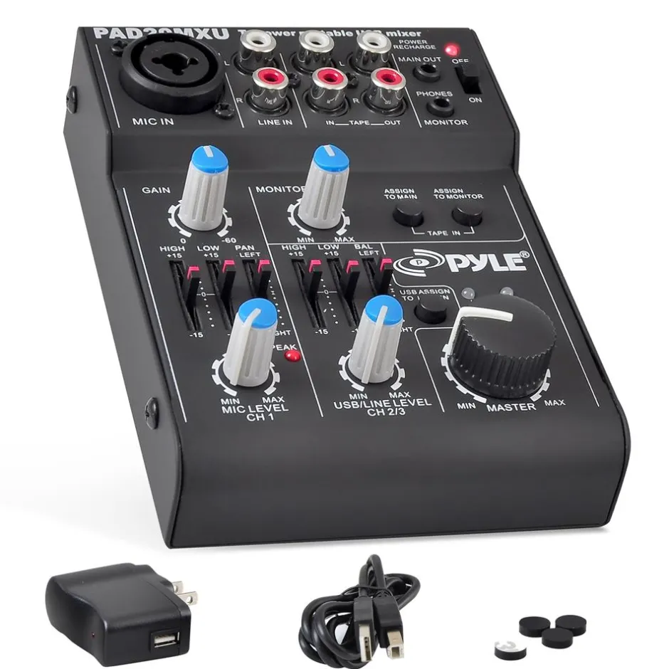 5-Channel Audio Mixer - Low Noise USB Interface - 18V Phantom Power<Pyle Outlet