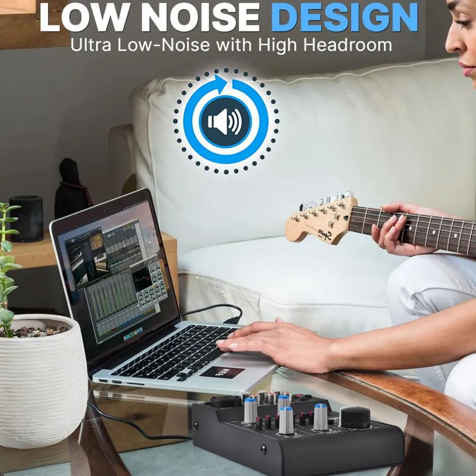5-Channel Audio Mixer - Low Noise USB Interface - 18V Phantom Power<Pyle Outlet