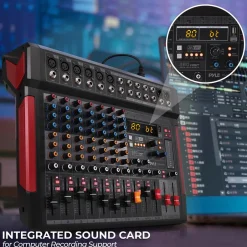 8-Channel Audio Mixer, Wireless Streaming, 380 DSP Effects, USB Interface<Pyle Online