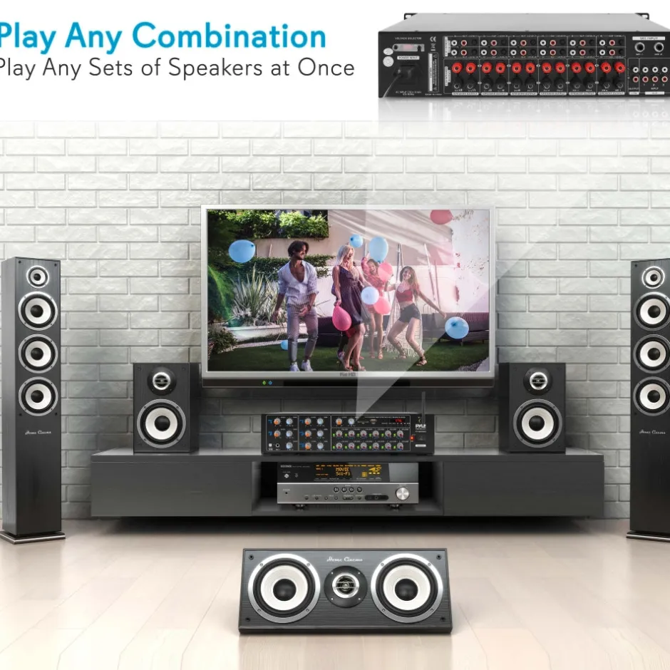 8-Channel Bluetooth Amplifier 4000W Multi-Zone Mixer with USB/AUX<Pyle Hot