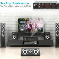 12-Channel Bluetooth Amplifier 6000W Multi-Zone Mixer with USB/SD/AUX<Pyle Hot