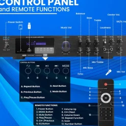 5-Channel Bluetooth Audio Amplifier, Wireless Streaming, VFD Display<Pyle Best