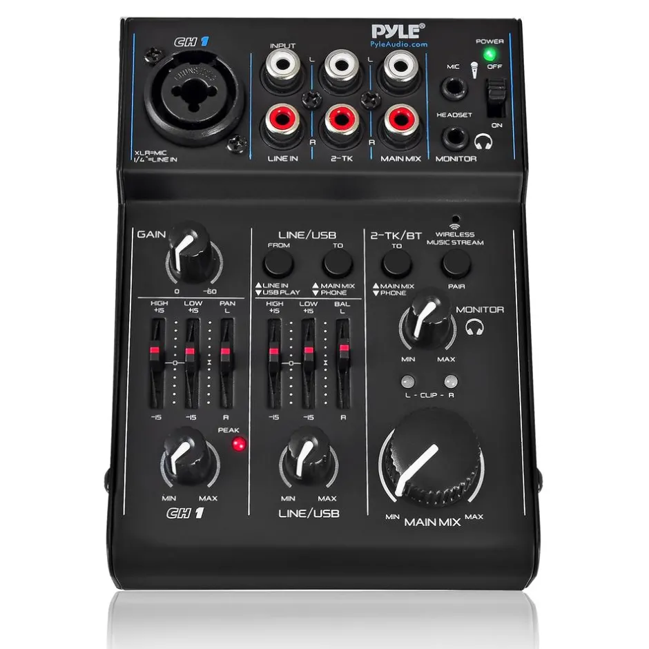 3-Channel Bluetooth Audio Mixer - Wireless Streaming, 18V Phantom Power<Pyle Sale
