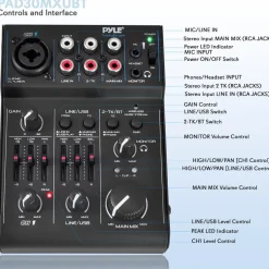 3-Channel Bluetooth Audio Mixer - Wireless Streaming, 18V Phantom Power<Pyle Sale