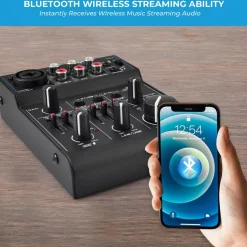 3-Channel Bluetooth Audio Mixer - Wireless Streaming, 18V Phantom Power<Pyle Sale
