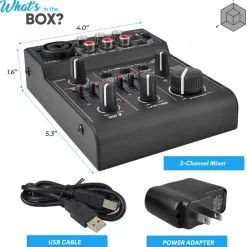 3-Channel Bluetooth Audio Mixer - Wireless Streaming, 18V Phantom Power<Pyle Sale
