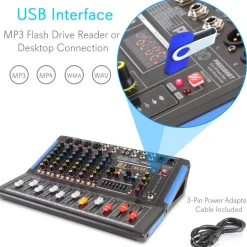8-Channel Bluetooth DJ Mixer - Pro Sound, USB Recording, 7-Band EQ<Pyle Online