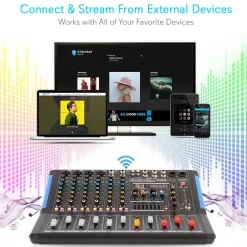 8-Channel Bluetooth DJ Mixer - Pro Sound, USB Recording, 7-Band EQ<Pyle Online
