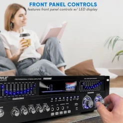 6-Channel Bluetooth Home Amplifier 1600W Wireless Streaming USB Inputs<Pyle Online