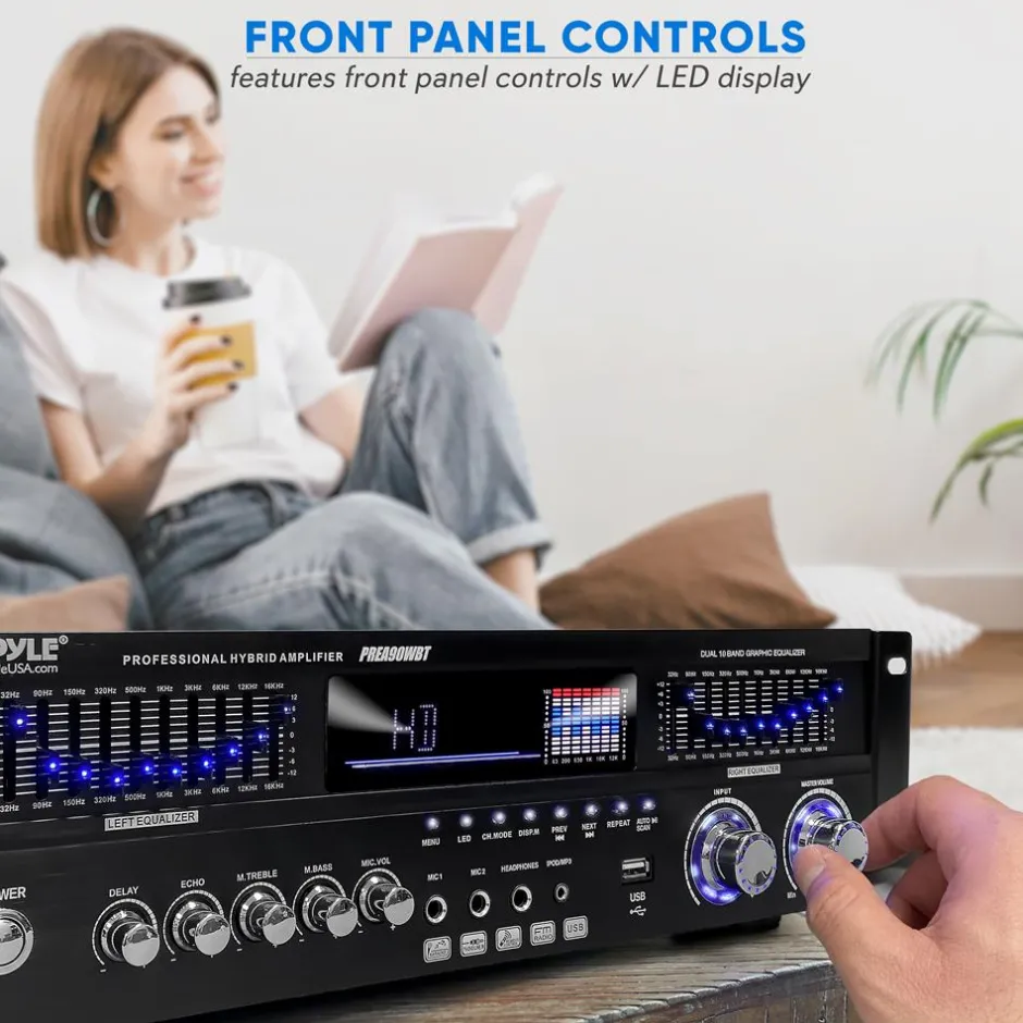 6-Channel Bluetooth Home Amplifier 1600W Wireless Streaming USB Inputs<Pyle Online