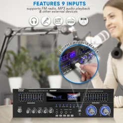 6-Channel Bluetooth Home Amplifier 1600W Wireless Streaming USB Inputs<Pyle Online