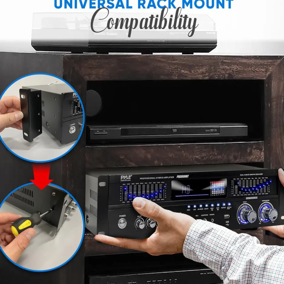 6-Channel Bluetooth Home Amplifier 1600W Wireless Streaming USB Inputs<Pyle Online