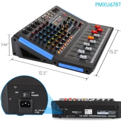 6-Channel Bluetooth Mixer - Pro Audio Control, 16 DSP Effects, USB Input<Pyle Online