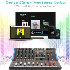 6-Channel Bluetooth Mixer - Pro Audio Control, 16 DSP Effects, USB Input<Pyle Online