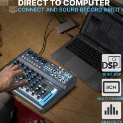 8-Channel Bluetooth Studio Mixer - USB, DSP, Phantom Power, DJ/Studio Use<Pyle Discount