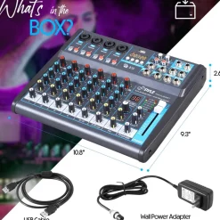 8-Channel Bluetooth Studio Mixer - USB, DSP, Phantom Power, DJ/Studio Use<Pyle Discount