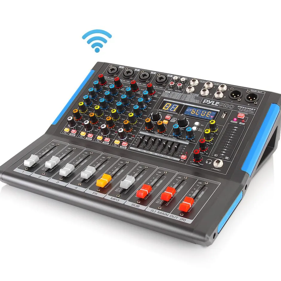 4-Channel Bluetooth Studio Mixer - USB Recording, 48V Power, 7-Band EQ<Pyle Clearance