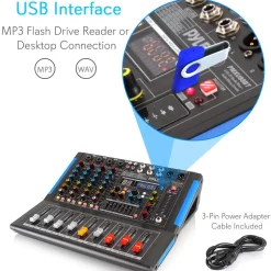 4-Channel Bluetooth Studio Mixer - USB Recording, 48V Power, 7-Band EQ<Pyle Clearance