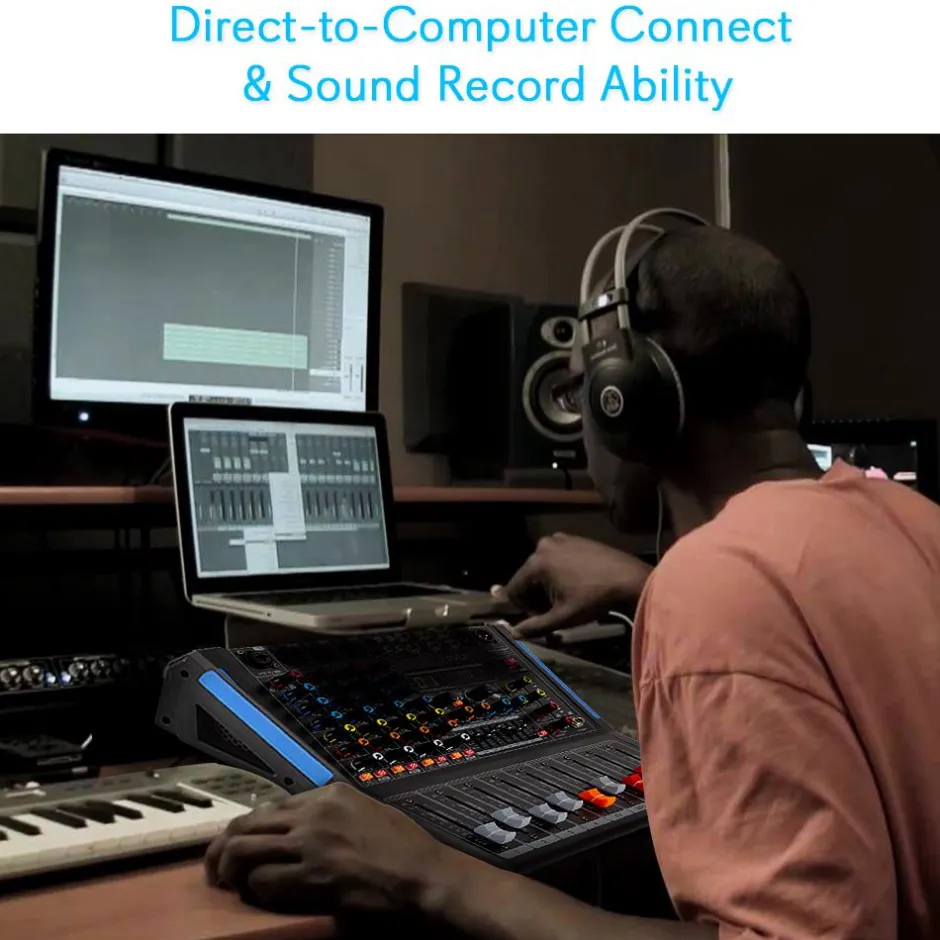4-Channel Bluetooth Studio Mixer - USB Recording, 48V Power, 7-Band EQ<Pyle Clearance