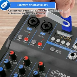4-Channel Bluetooth Studio Mixer - USB, FX, 48V Phantom Power<Pyle Outlet