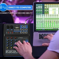 4-Channel Bluetooth Studio Mixer - USB, FX, 48V Phantom Power<Pyle Outlet