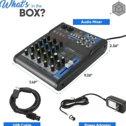 4-Channel Bluetooth Studio Mixer - USB, FX, 48V Phantom Power<Pyle Outlet
