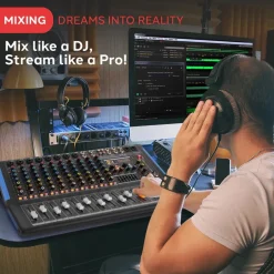 12-Channel Bluetooth Studio Mixer - USB Recording, 7-Band EQ, 48V Power<Pyle Outlet