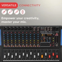 12-Channel Bluetooth Studio Mixer - USB Recording, 7-Band EQ, 48V Power<Pyle Outlet