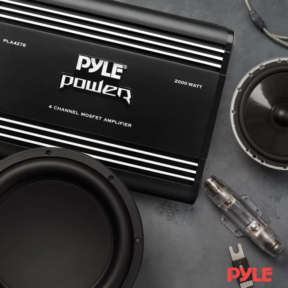 4-Channel Car Amplifier 2000W Power MOSFET Silver RCA Inputs<Pyle Discount