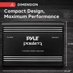 4-Channel Car Amplifier 2000W Power MOSFET Silver RCA Inputs<Pyle Discount