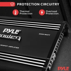 4-Channel Car Amplifier 2000W Power MOSFET Silver RCA Inputs<Pyle Discount